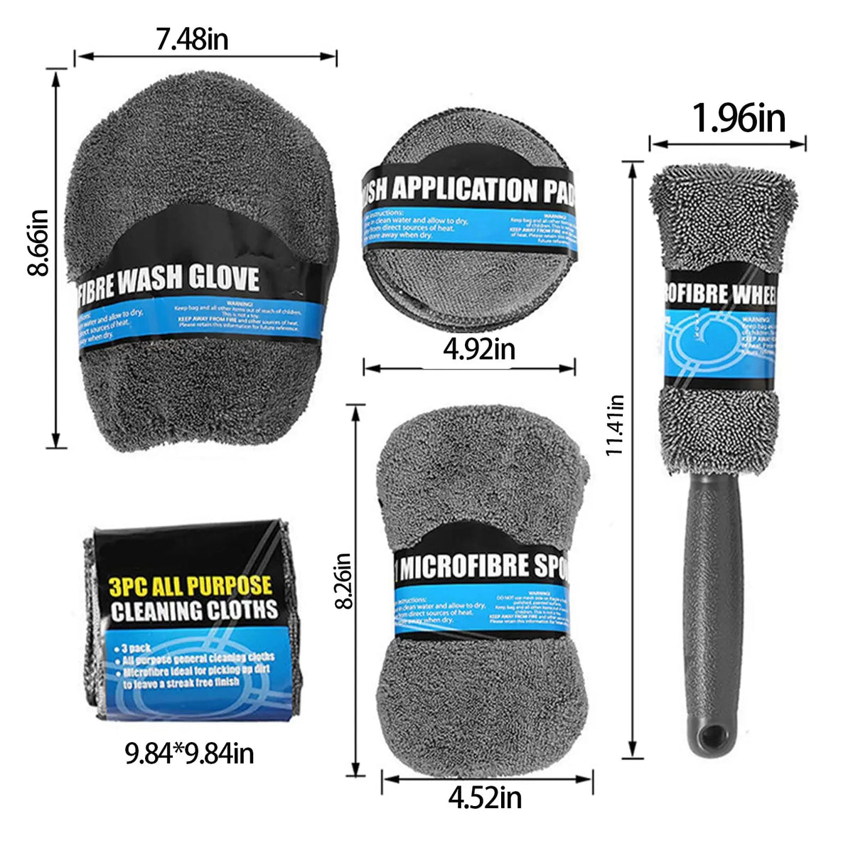 9PCS Car Cleaning Tool Kit, Complete Wash & Detailing Set with Brush, Mitt, Sponge & Towels